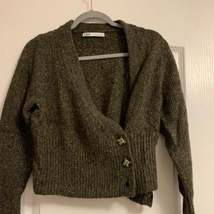 Zara green cropped sweater